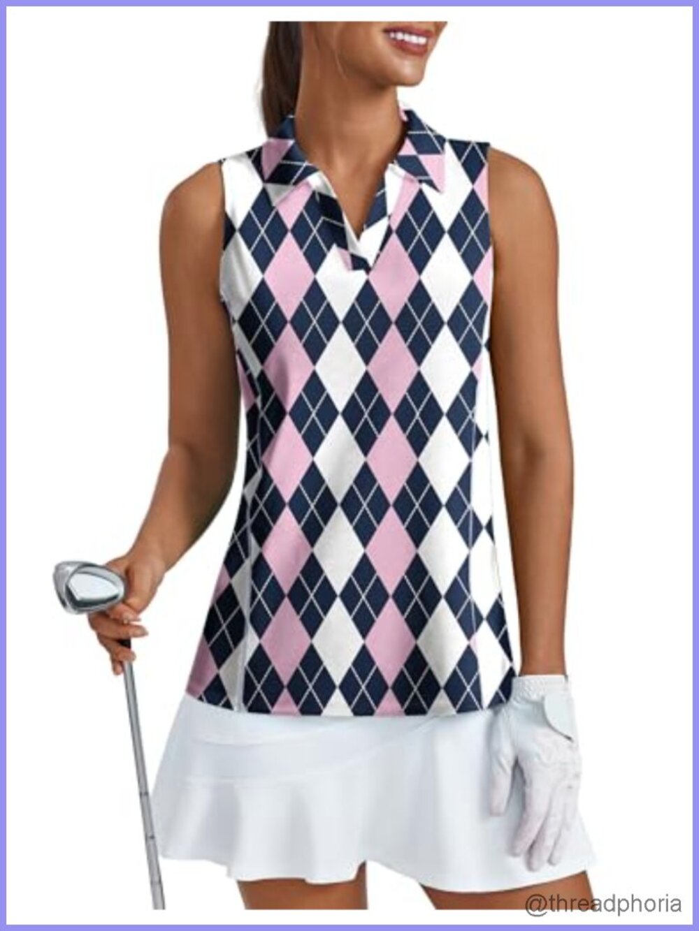 Sleeveless UPF 50+ Golf Polo V-Neck Athletic Tank Top Women Stretch Quick Dry